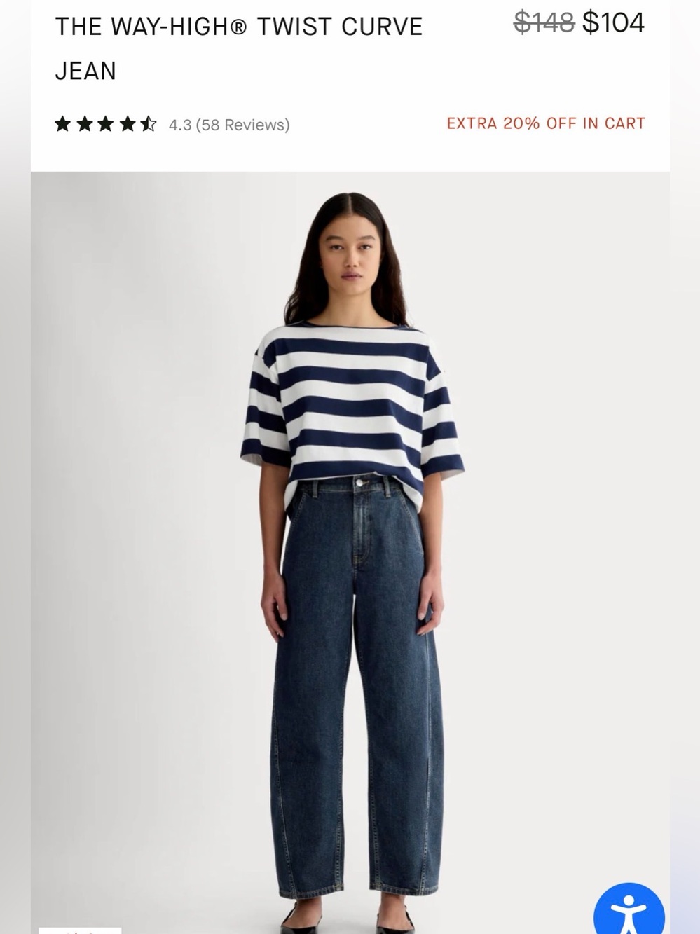 Everlane Dark wash barrel Jeans 28